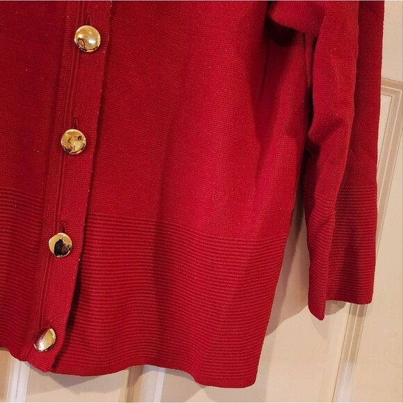 Dalkieth made in UK wool red button up heavyweight cardigan sweater L - Picture 5 of 6
